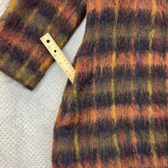 Vintage 90s DONCASTER Womens Plaid Topper Coat Mohair Blend Open A-Line Sz 6 - Picture 16 of 16
